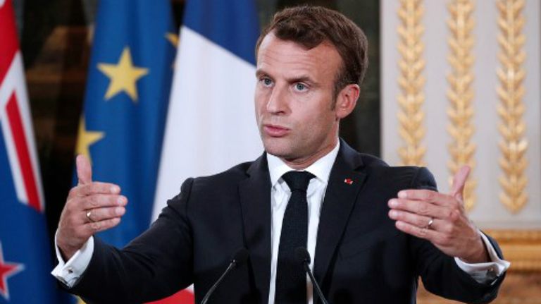 El presidente Macron, en la conferencia de prensa por el Llamamiento de Christchurch.