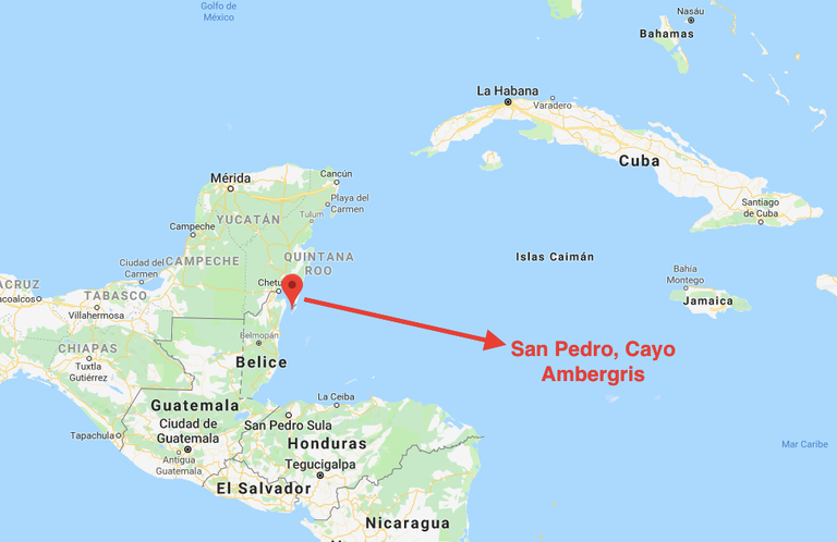 Ubicación de San Pedro, en Cayo Ambergris (Belice).