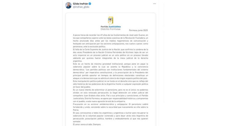 Gildo Insfrán X 20250610