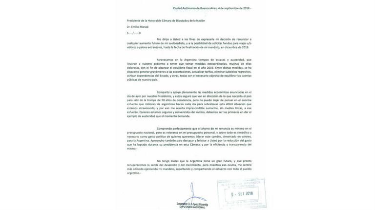 La carta de Leandro López.