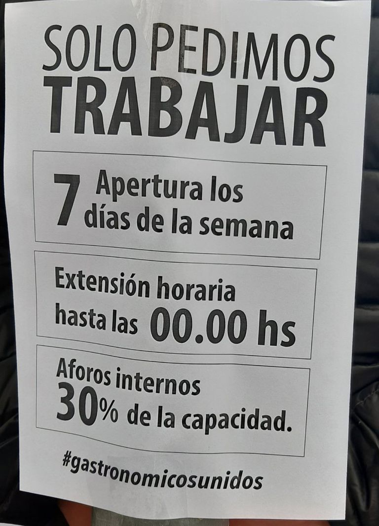 Protesta de gastronómicos en Plaza Serrano