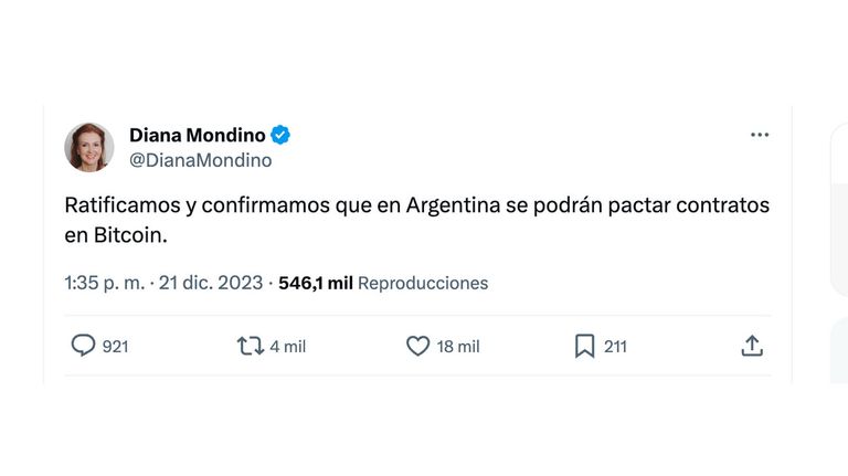 Mensajes de Diana Mondino