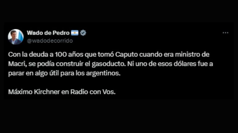 Luis Caputo cruzó a Wado de Pedro y apuntó contra el kirchnerismo: “No van a volver nunca más”