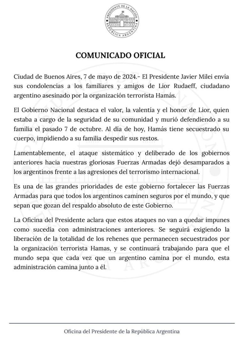 Comunicado de Presidencia 20240507