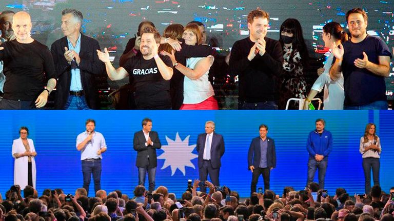 Juntos por el Cambio (arriba) - Frente de Todos (abajo)