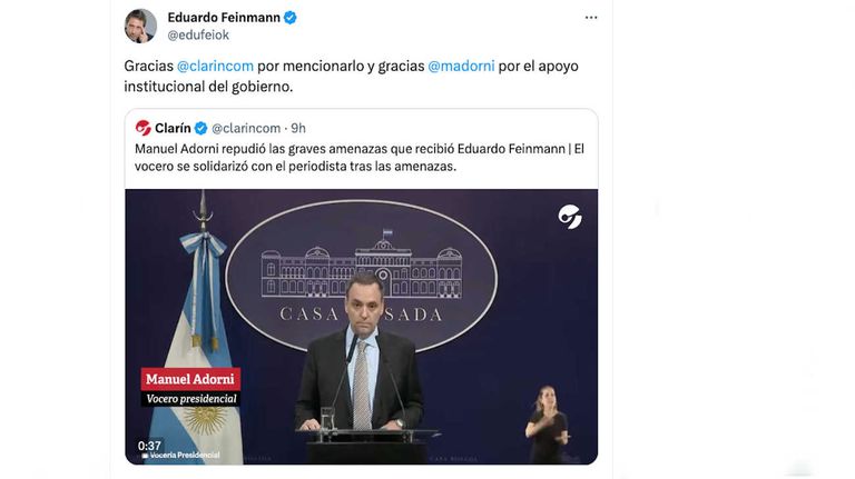 Eduardo Feinmann Tweet 20231227