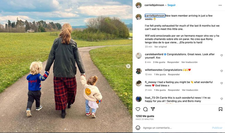 La esposa de Boris Johnson, Carrie anunció que está embarazada