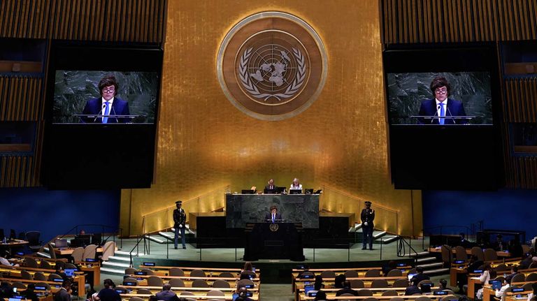 El presidente Javier Milei en la ONU 24092025
