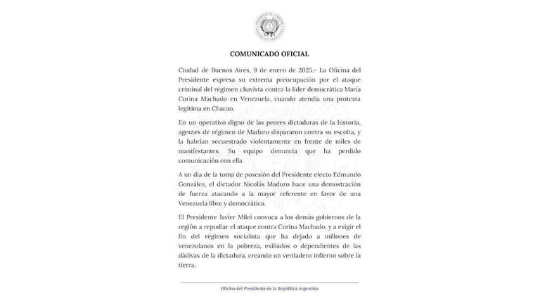 Oficina del Presidente Tweet 20250109