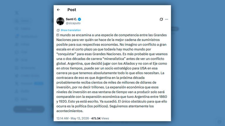 Posteo Santiago Caputo 15052026