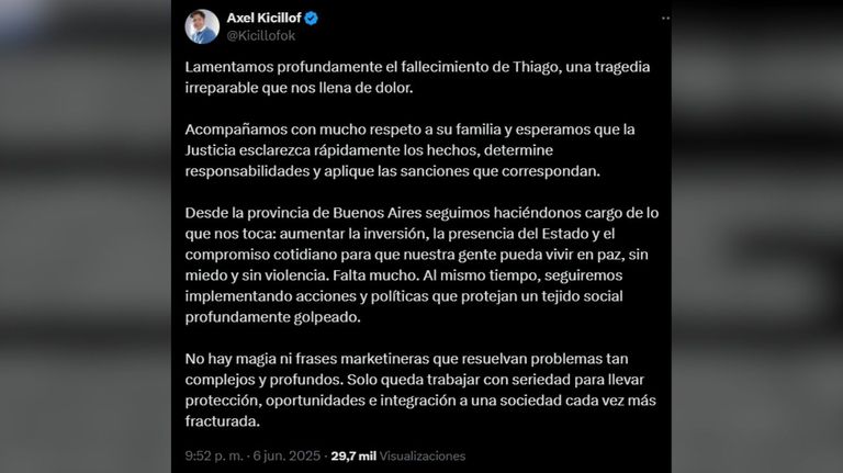 Posteo Kicillof Thiago Correa