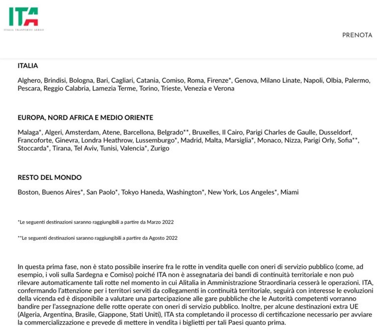 Plan de vuelo de ITA, ex Alitalia.