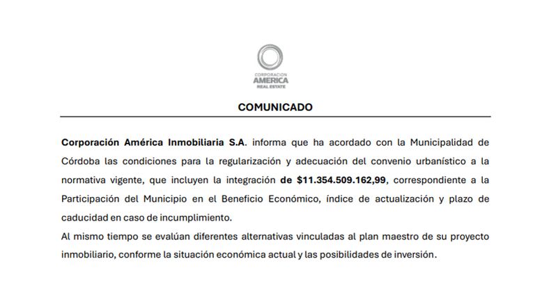 Comunicado de la Corporación América
