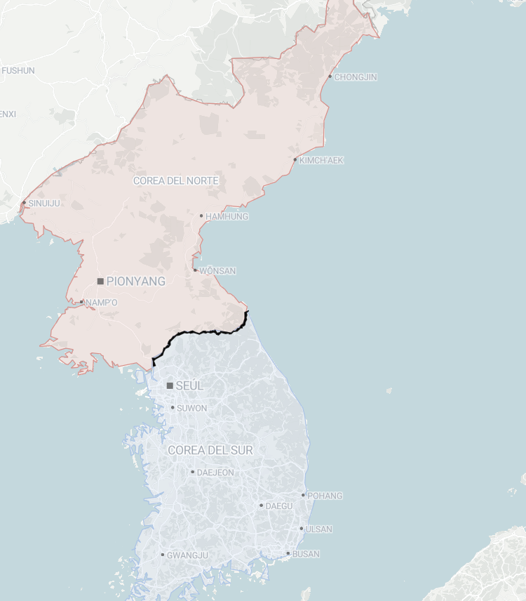 Mapa conflicto en Corea