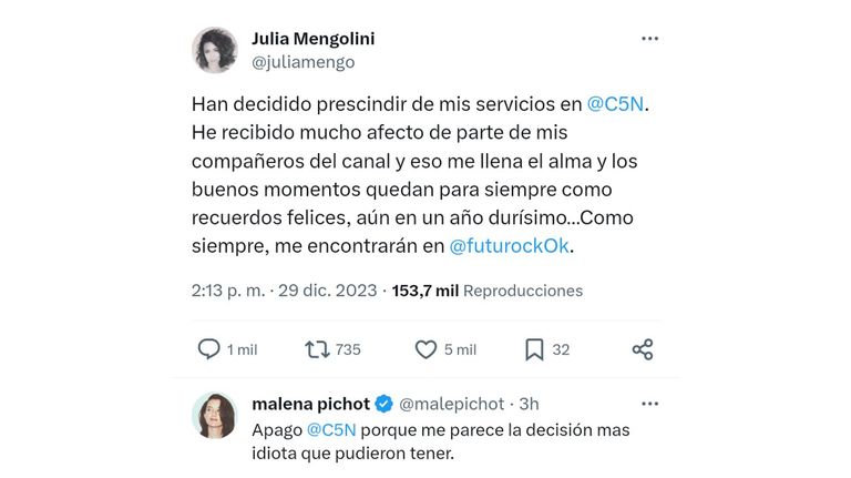 Tweet de Julia Mengolini