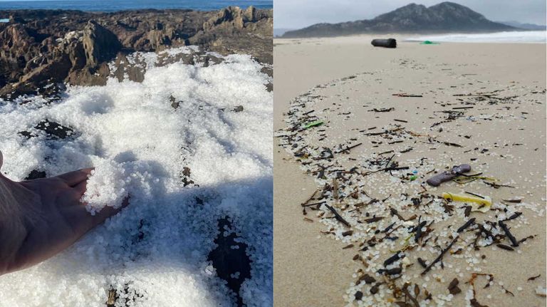 Vertido de pellets en las playas de Galicia 20240108