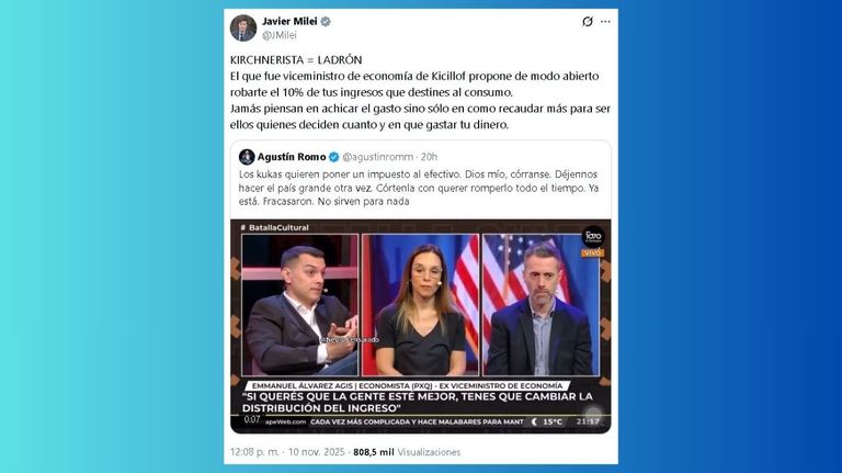 Javier Milei acusa de ladrón a Emanuel Álvarez Agis