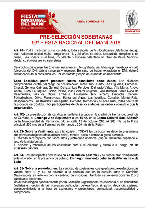 Requisitos para postularse como reina para la