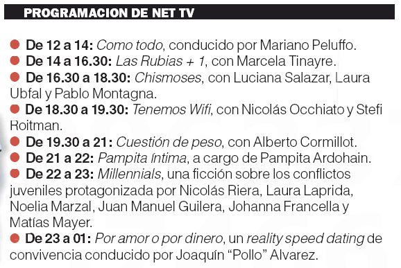 NET TV. Programación completa.