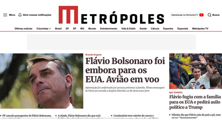 Según Metrópoles, Flávio Bolsonaro ya está en vuelo hacia EE.UU.