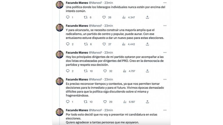 Facundo Manes anunció que no será candidato a presidente