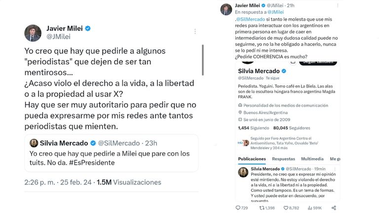 Tweets de Javier Milei