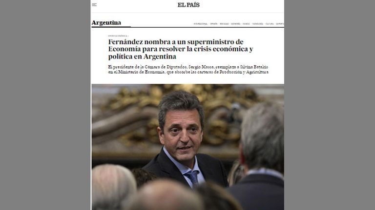 Sergio Massa y el reflejo de su llegada en los medios internacionales 20220729