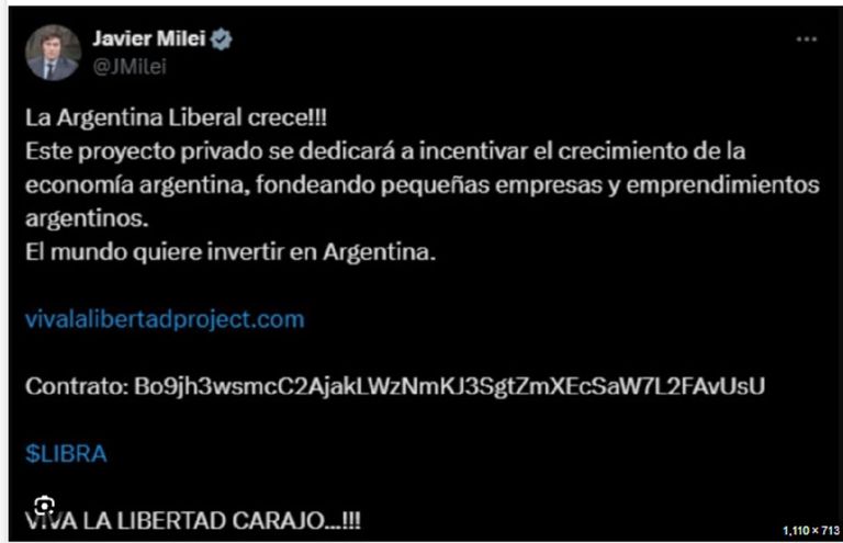 Milei borró el tuit original sobre $LIBRA a las 00.38 del sábado 15 de febrero de 2025