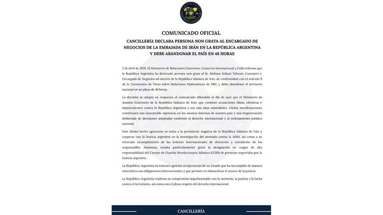 Comunicado Cancillería 02042026