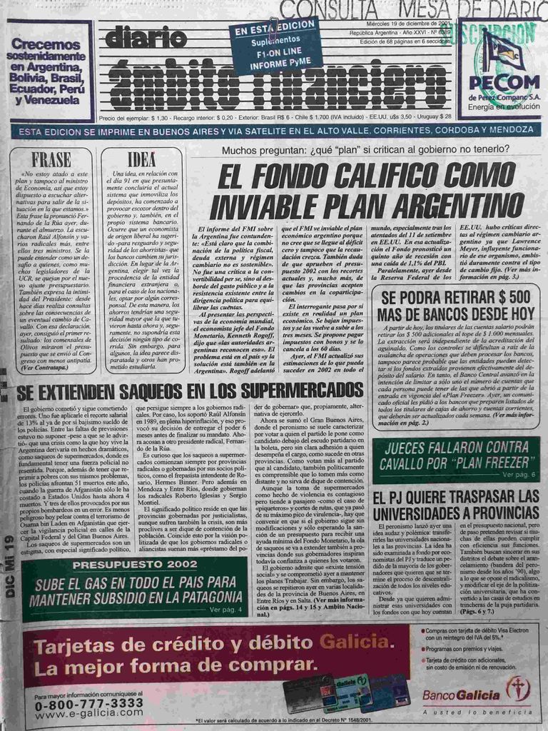 diarios 19 diciembre 2001
