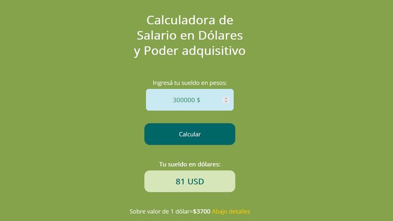La calculadora de la dolarización elaborada por CEPA