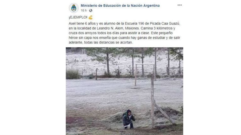 El posteo del Ministerio de Educación fue borrado.