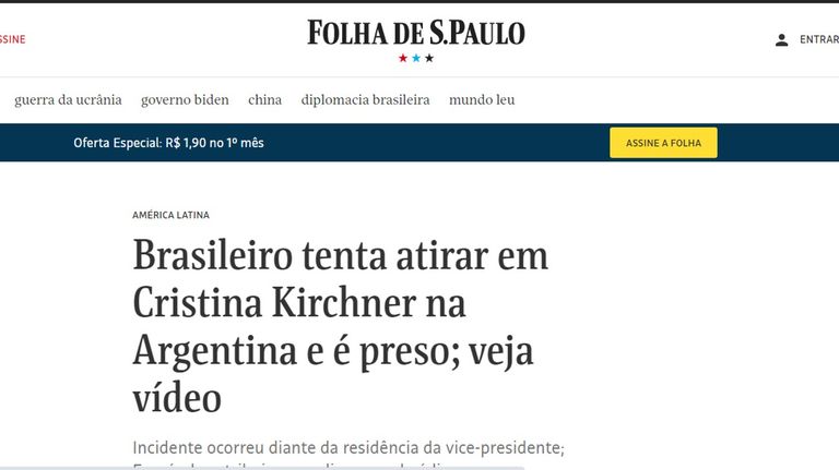 20220902 Medios del mundo reflejan el atentado a Cristina Kirchner