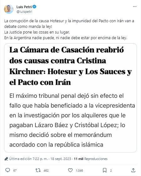 Festejos de la oposición por el fallo de la Justicia contra Cristina Kirchner g_20230918