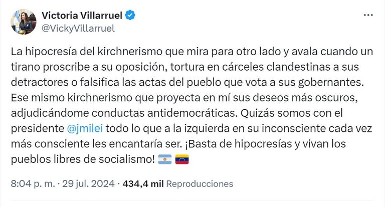 X Villarruel contra el kirchnerismo