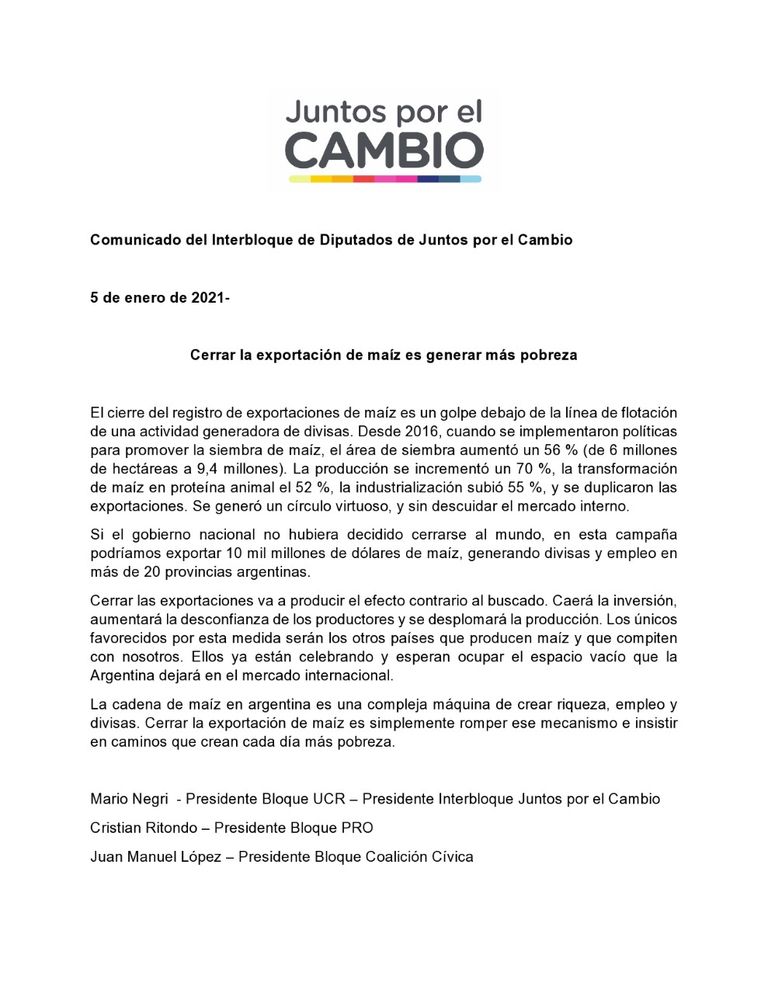 comunicado juntos por el cambio