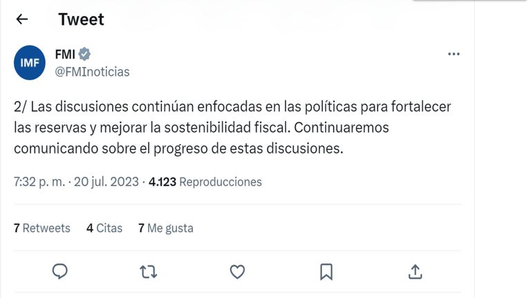 20230720 Tuits del Fondo Monetario Internacional.