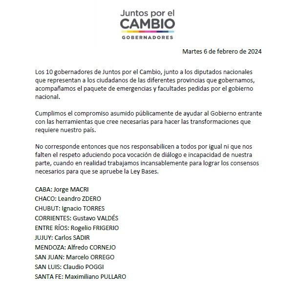 Comunicado JxC 20240206