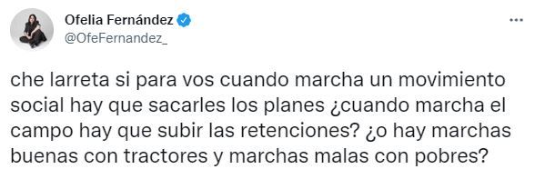 El mensaje de Ofelia Fernández.