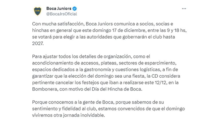 Comunicado de Boca Juniors