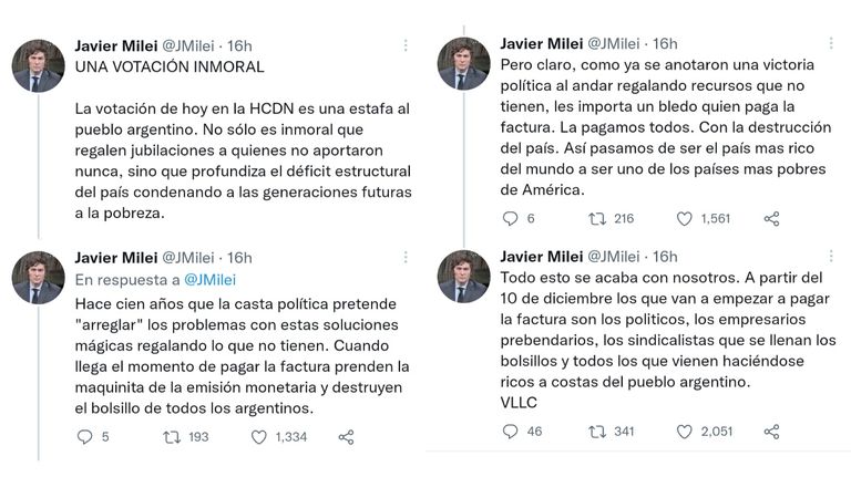 Tweets Milei - Maslatón