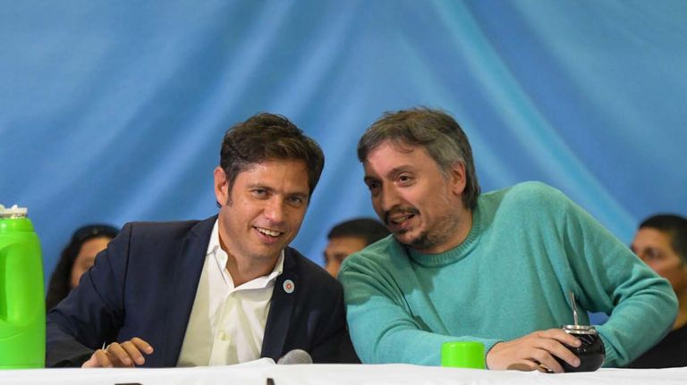 Kicillof y Máximo Kirchner. El gobernador y el presidente del PJ provincial, junto al jefe de Gabinete bonaerense, Insaurralde, actores del oficialismo local más grande. 