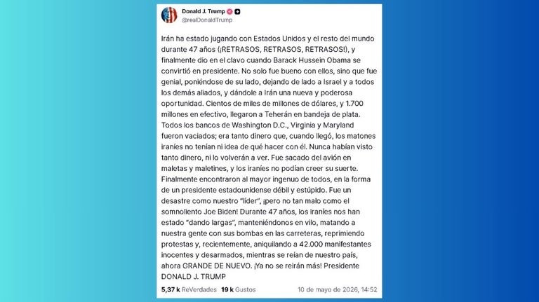 Donald Trump acusó a Irán de haber 'jugado' con Estados Unidos durante 47 años