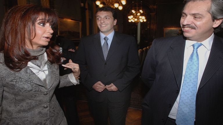 Cristina Kirchner con Sergio Massa y Alberto Fernández cuando eran parte del mismo gobierno.