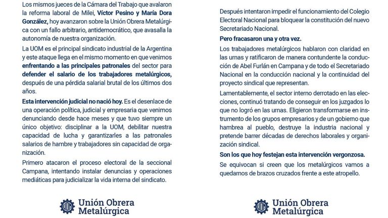 Comunicado UOM