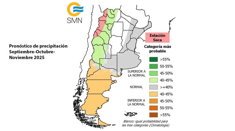 Las precipitaciones y las temperaturas que se esperan para la próxima primavera. 03092025