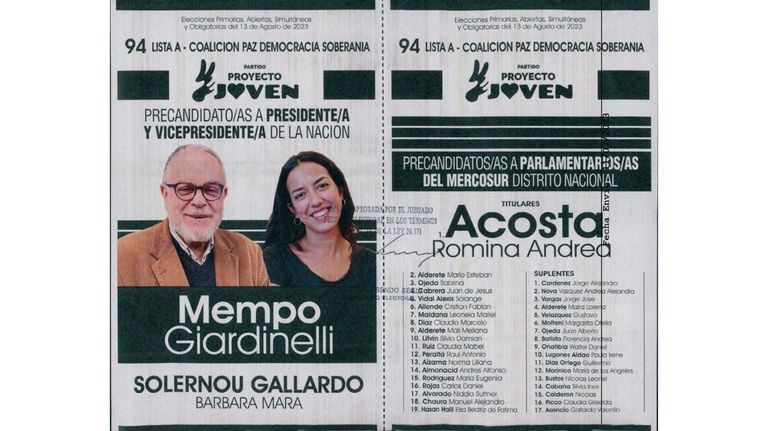 Boleta de Proyecto Joven - Giardinelli