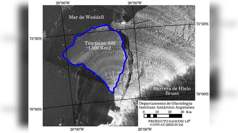 Témpano que se desprendió de la Antártida