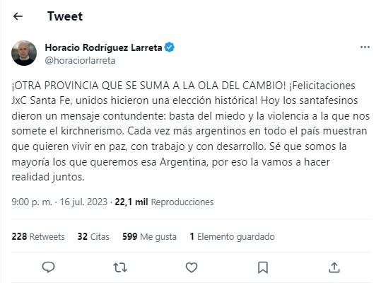 Larreta festeja triunfo en Santa Fe g_20230716