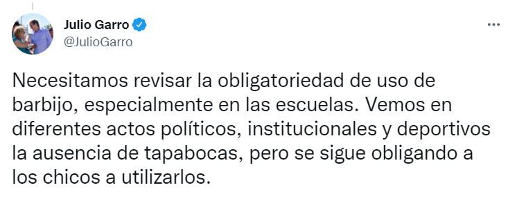El mensaje de Julio Garro.